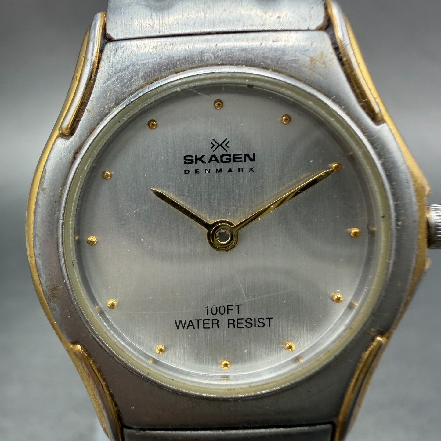 Skagen Watch Women 26mm Silver Dial Two Tone Round Q99SGX New Battery VTG1