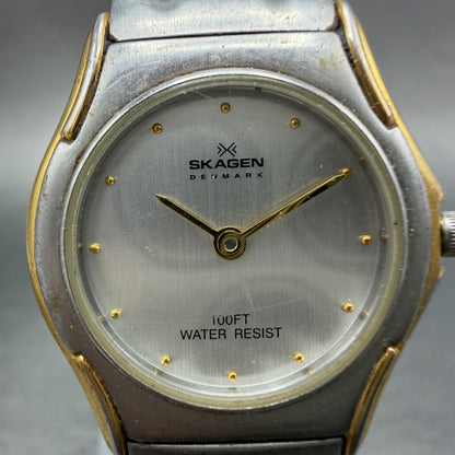 Skagen Watch Women 26mm Silver Dial Two Tone Round Q99SGX New Battery VTG1