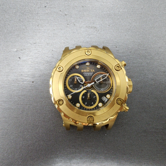 Invicta Subaqua Chronograph Watch Women 40mm Black Dial Gold Tone Date New Batt0