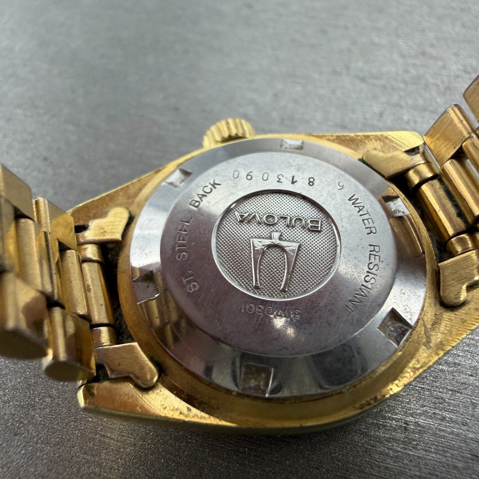 Bulova Super Seville Date Just Watch Women 26mm Gold Dial Gold Tone Automatic A19