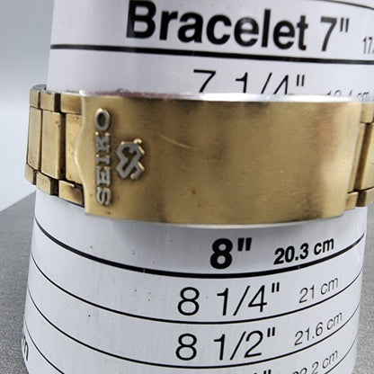 Seiko SQ Watch Men 36mm Gold Dial Gold Tone Rectangle Daydate 43365019 PARTS11