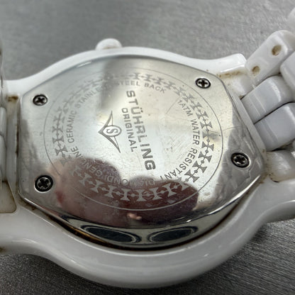 Stuhrling Fusion Watch Women 35mm MOP Dial Whiter Ceramic Diamond Bezel New Batt9