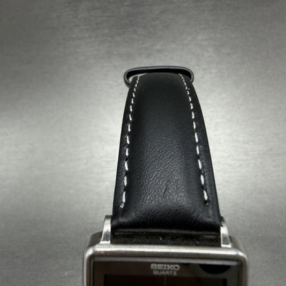 Seiko Watch Men 28mm Black Dial Silver Tone Square Vintage 7820-5410 New Battery4