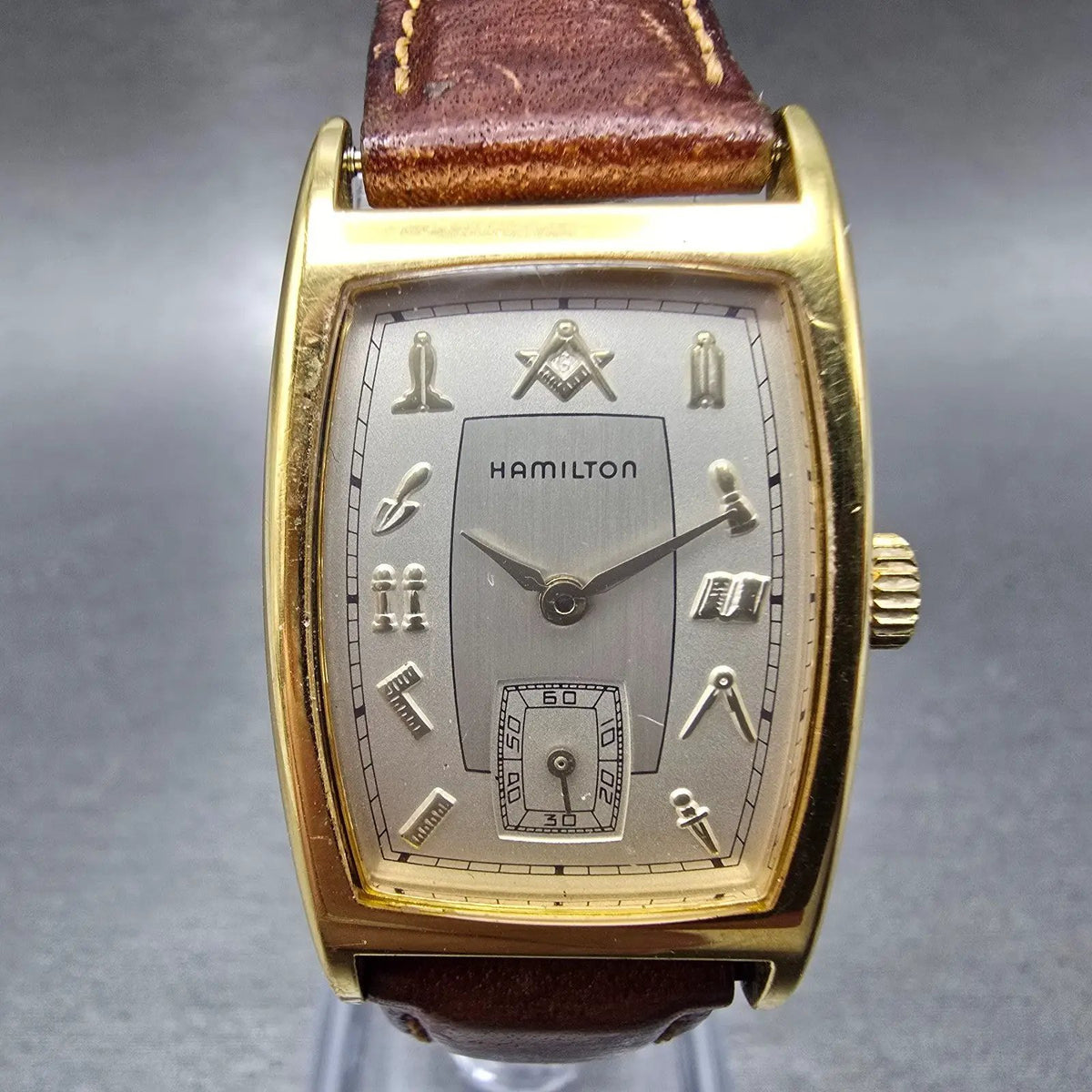 Hamilton Masonic Tank Watch Men 22mm Silver Dial Gold Small Seconds 6172 PARTS0