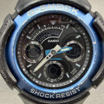 Casio G-Shock AW-591 Watch Men 47mm Black Tone Blue Bezel Alarm Chrono New Batt1