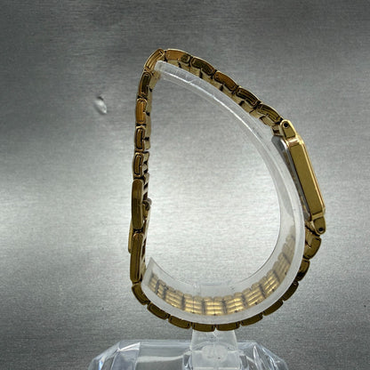 Seiko tank Watch Women 12mm Champagne Dial Gold Tone 2e20-6389 New Battery GY78