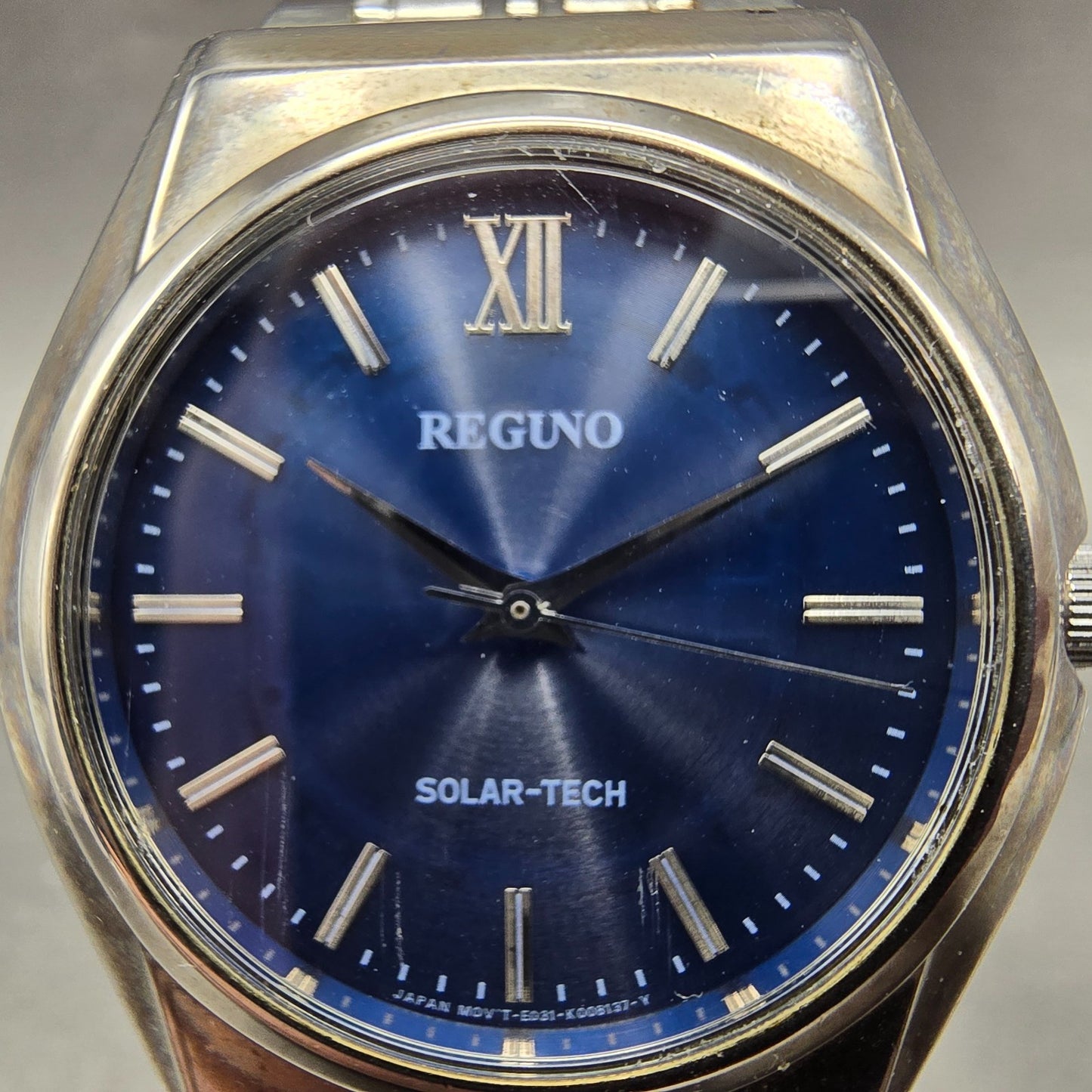 Citizen Reguno Solar Watch Men 35mm Blue Dial Silver Tone E031-K005418 Runs2