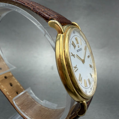 Movado Watch Men 34mm White Dial Gold Tone Round 87 E4 0885 New Battery3