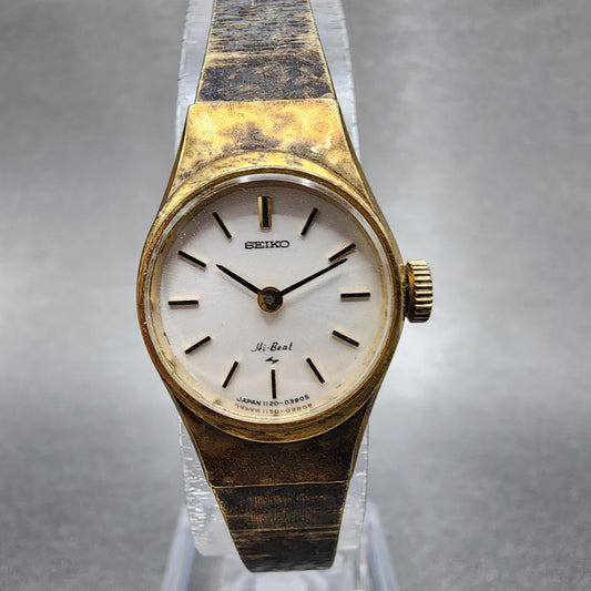 Seiko Watch Women 19mm White Dial Gold Tone Manual Round 11200120 Runs0