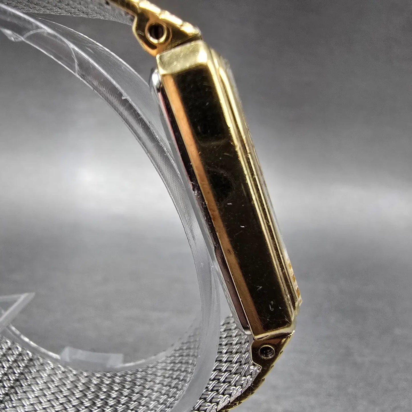 Seiko Tank Watch Unisex 22mm Gold Dial Gold Tone Rectangle E029-5450 PARTS4