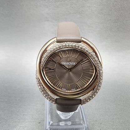 Swarovski Duo Watch Women 33mm Brown Dial Rose Gold Tone Oval 5484376 New Batt0