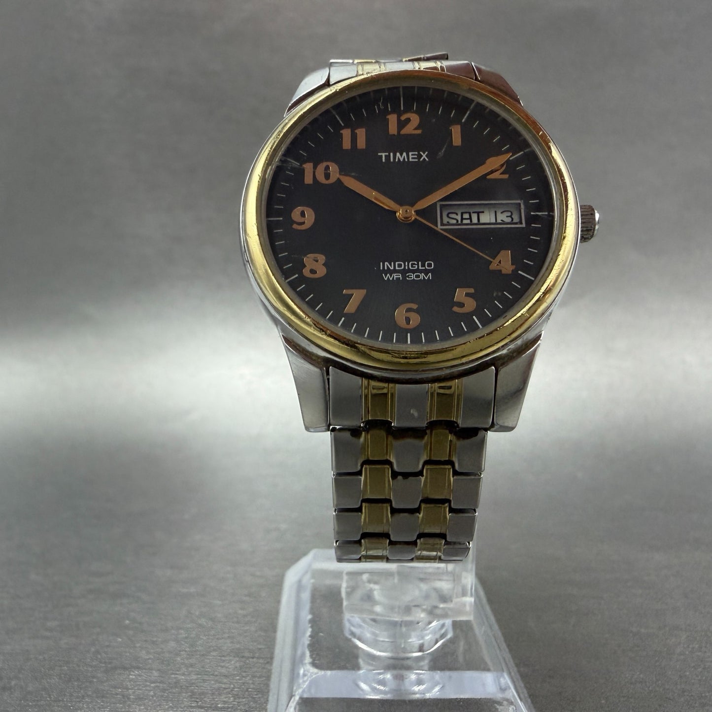 Timex Easy Reader Watch Men 36mm Gray Dial Two Tone Date Round new Battery ABDC5