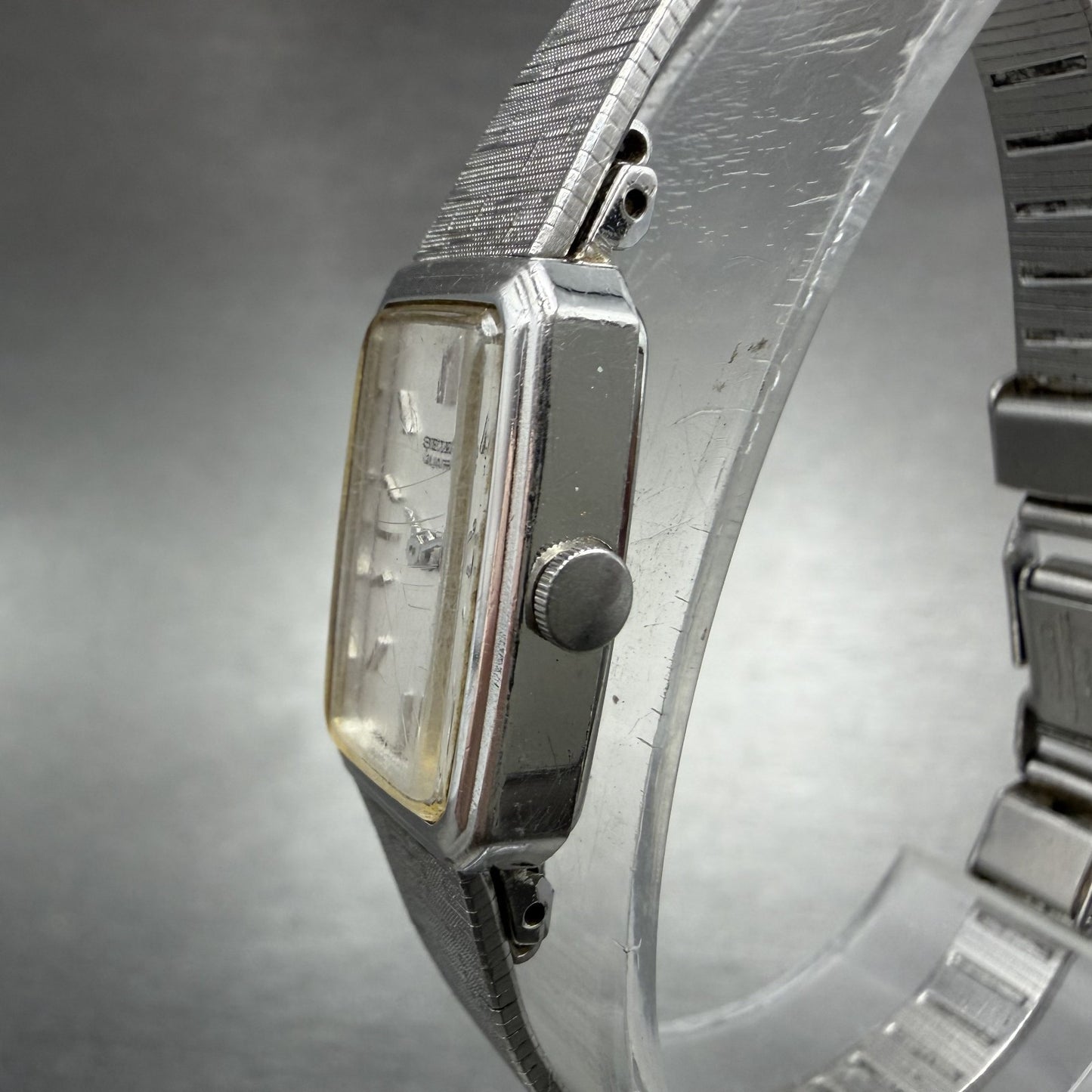 Seiko Watch Women 13mm Silver Dial Silver Tone Rectangle 1320-5779 New Battery2