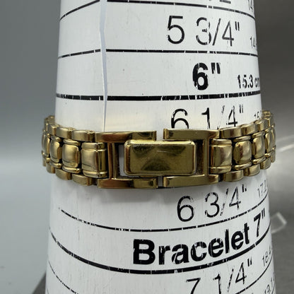 Seiko Watch Women 19mm Black Dial Gold Tone Round V401-0289 New Battery UIVCFDX10