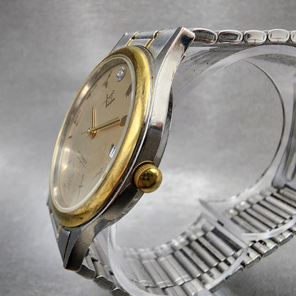 Wittnauer Masonic Watch Men 33mm Champagne Dial Two Tone Date Round New Battery2