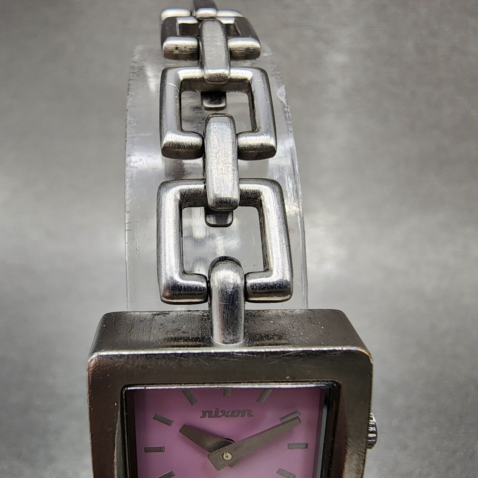 Nixon The Charm Watch Women 19mm Pink Dial Silver Tone Square New Battery4