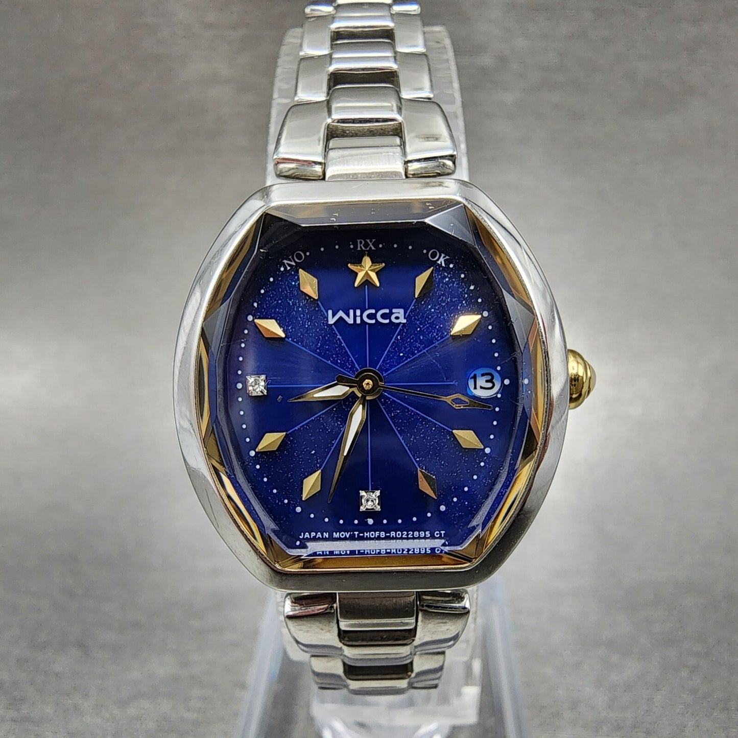 Citizen Wicca Watch Women 25mm Blue Dial Stainless Steel Tone Atomic Works0
