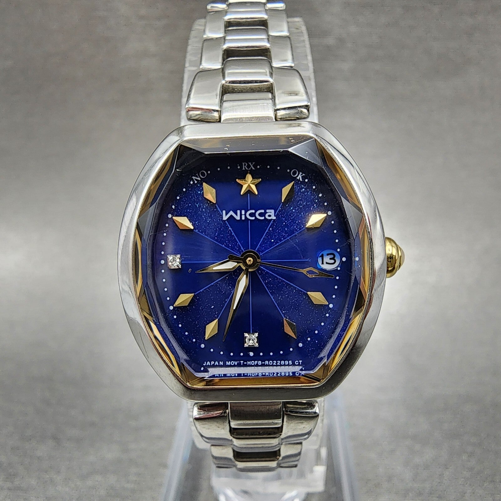 Citizen Wicca Watch Women 25mm Blue Dial Stainless Steel Tone Atomic Works0