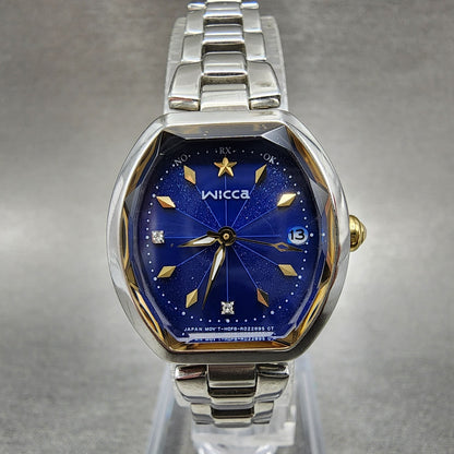 Citizen Wicca Watch Women 25mm Blue Dial Stainless Steel Tone Atomic Works0