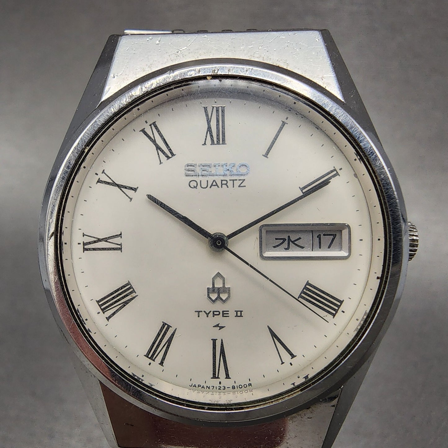 Seiko Type 2 Watch Men 35mm White Dial Steel Daydate Round 71238100 PARTS2