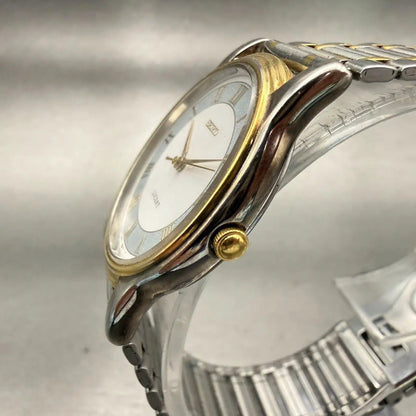Seiko Lucent Watch Unisex 30mm White Dial Two Tone Round 5E21-6E00 New Battery2