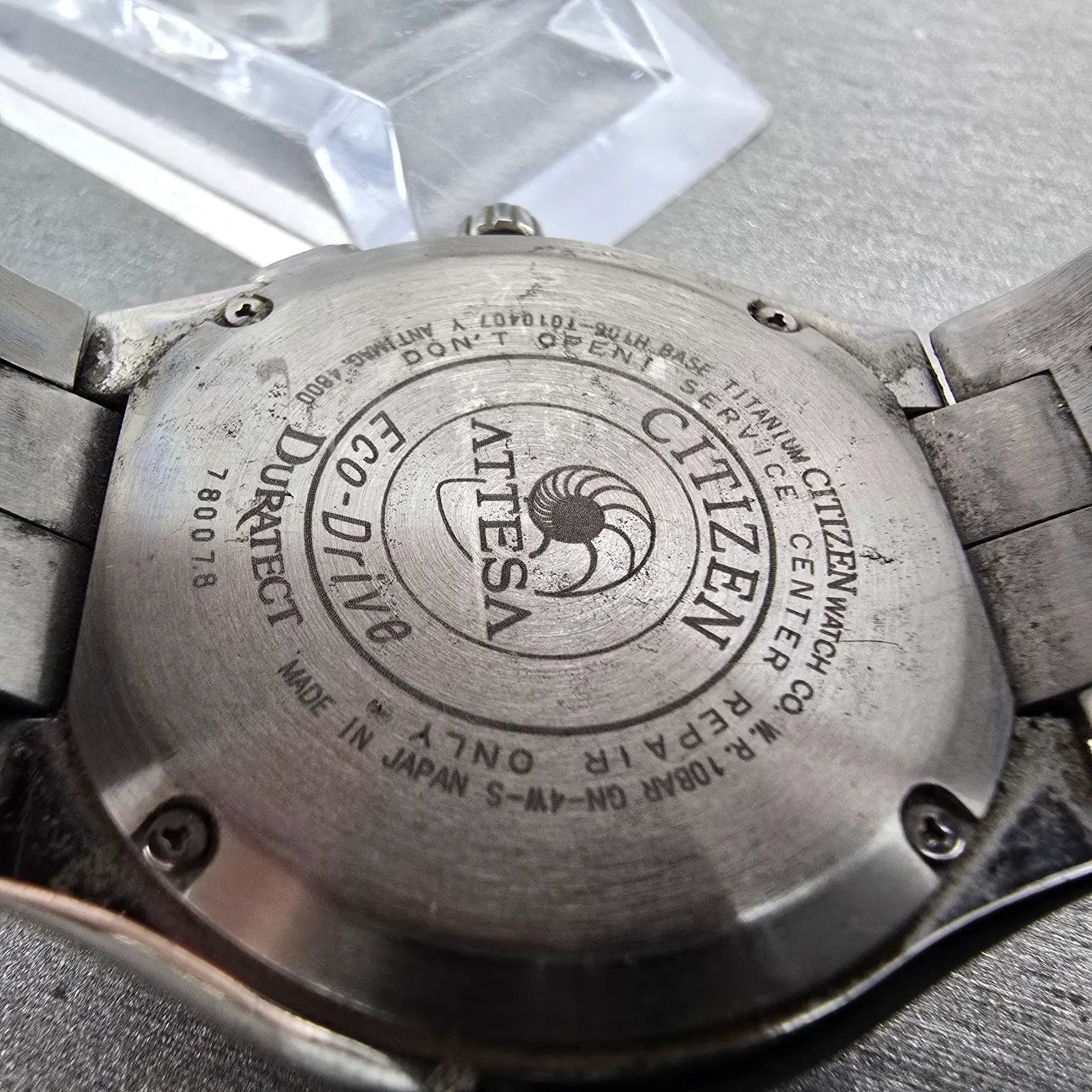 Citizen Eco-Drive Attesa Watch Men 39mm Black Dial Titanium Atomic Daydate PARTS10