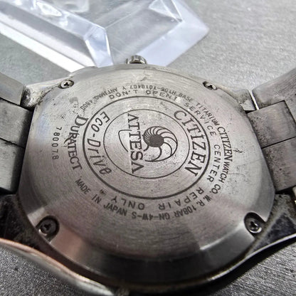 Citizen Eco-Drive Attesa Watch Men 39mm Black Dial Titanium Atomic Daydate PARTS10