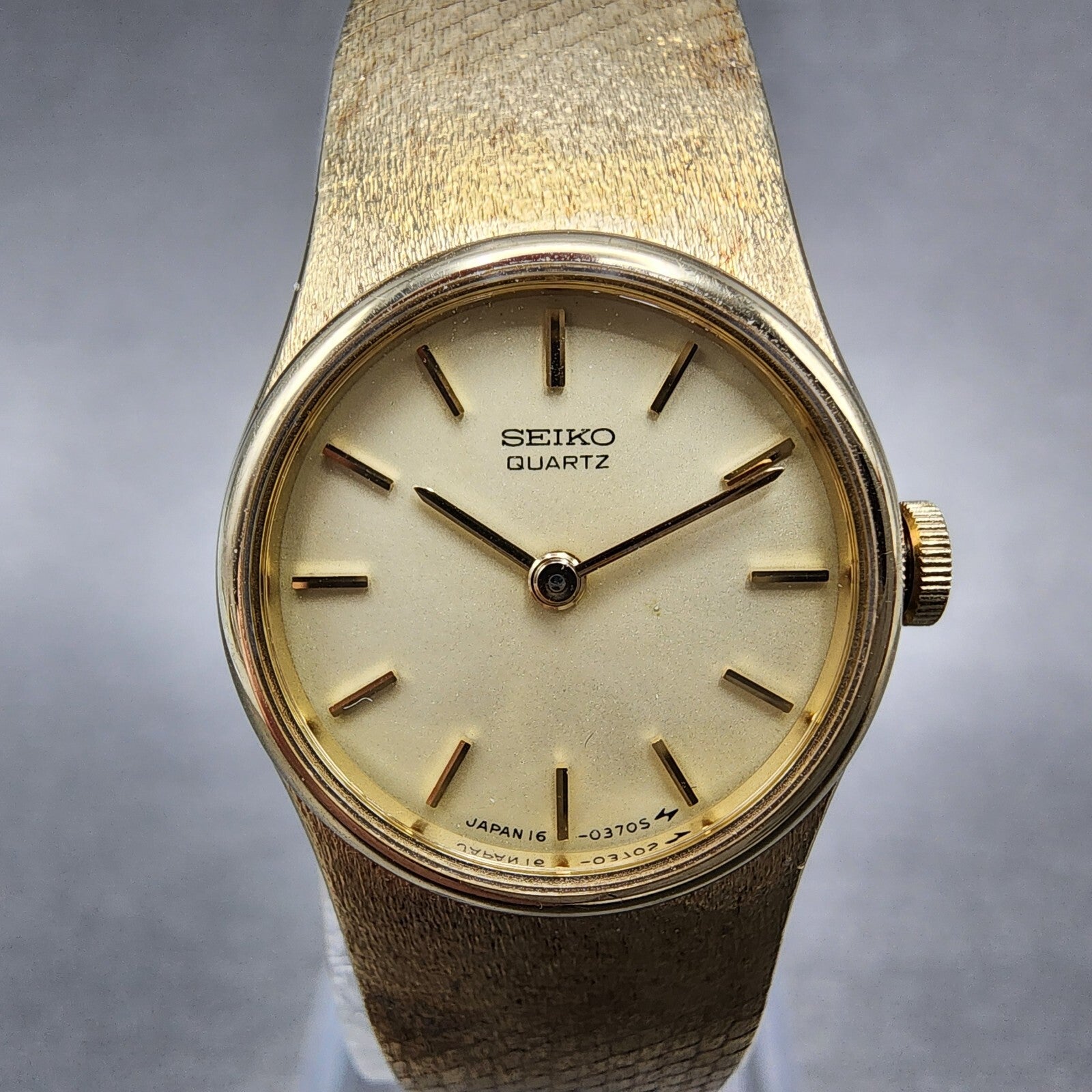 Seiko Watch Women 19mm Cream Dial Gold Tone Round 160079 New Battery VTG1