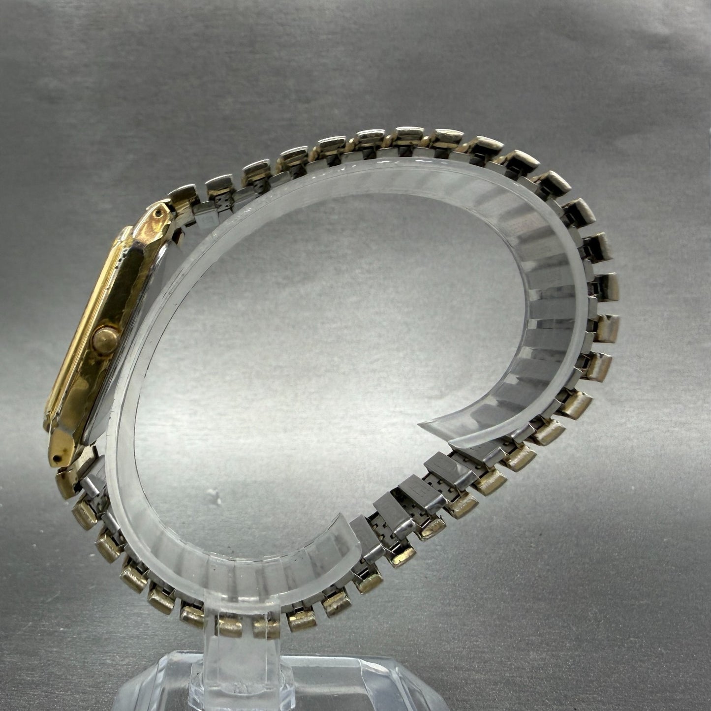 Seiko Tank Watch Men 28mm Gold Dial Gold Tone Rectangle 7N33-5028 New Battery 766