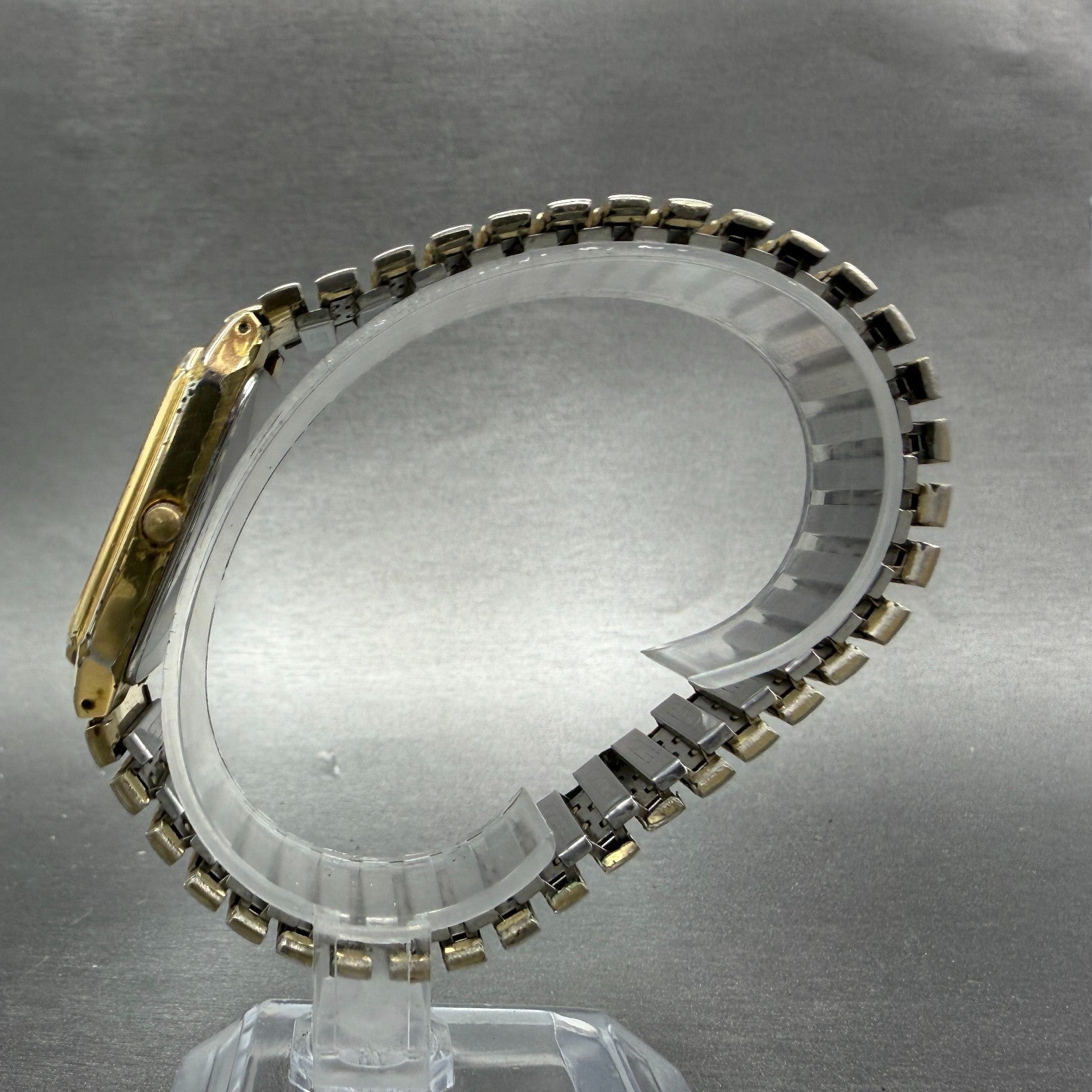 Seiko Tank Watch Men 28mm Gold Dial Gold Tone Rectangle 7N33-5028 New Battery 766
