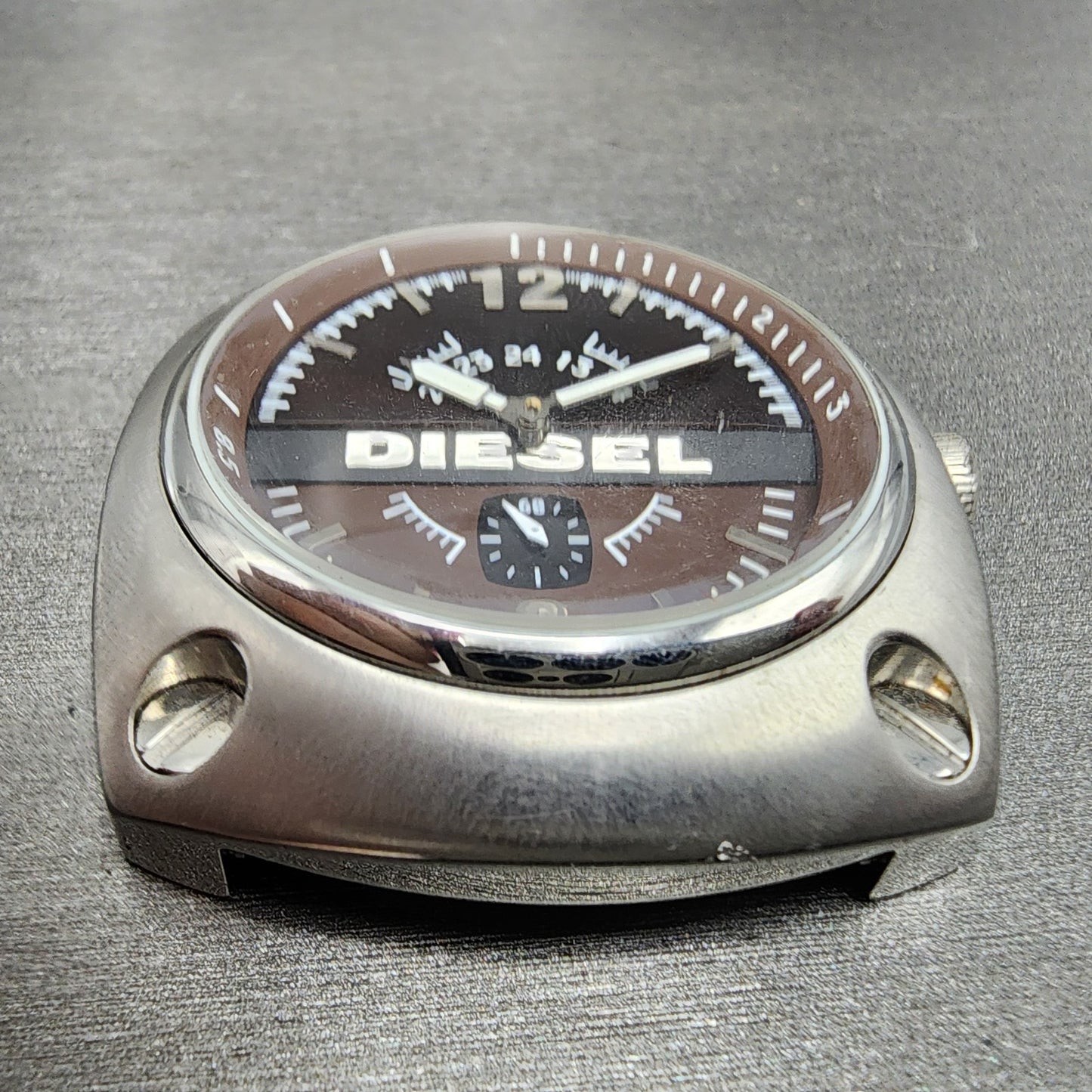 Diesel Watch Men 48mm Brown Dial Steel Small Seconds Cushion DZ1228 New Battery2