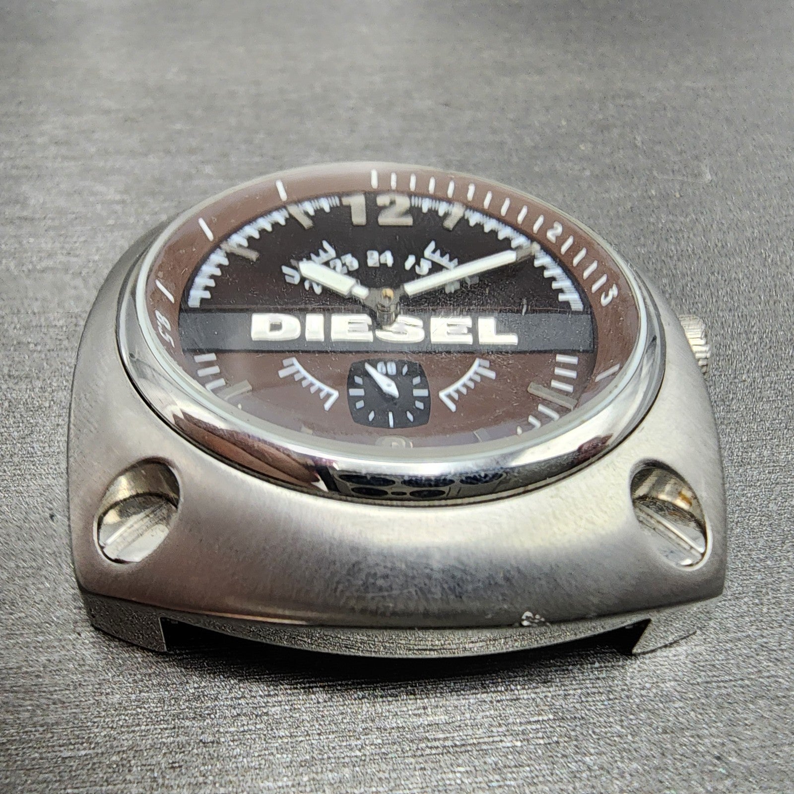 Diesel Watch Men 48mm Brown Dial Steel Small Seconds Cushion DZ1228 New Battery2