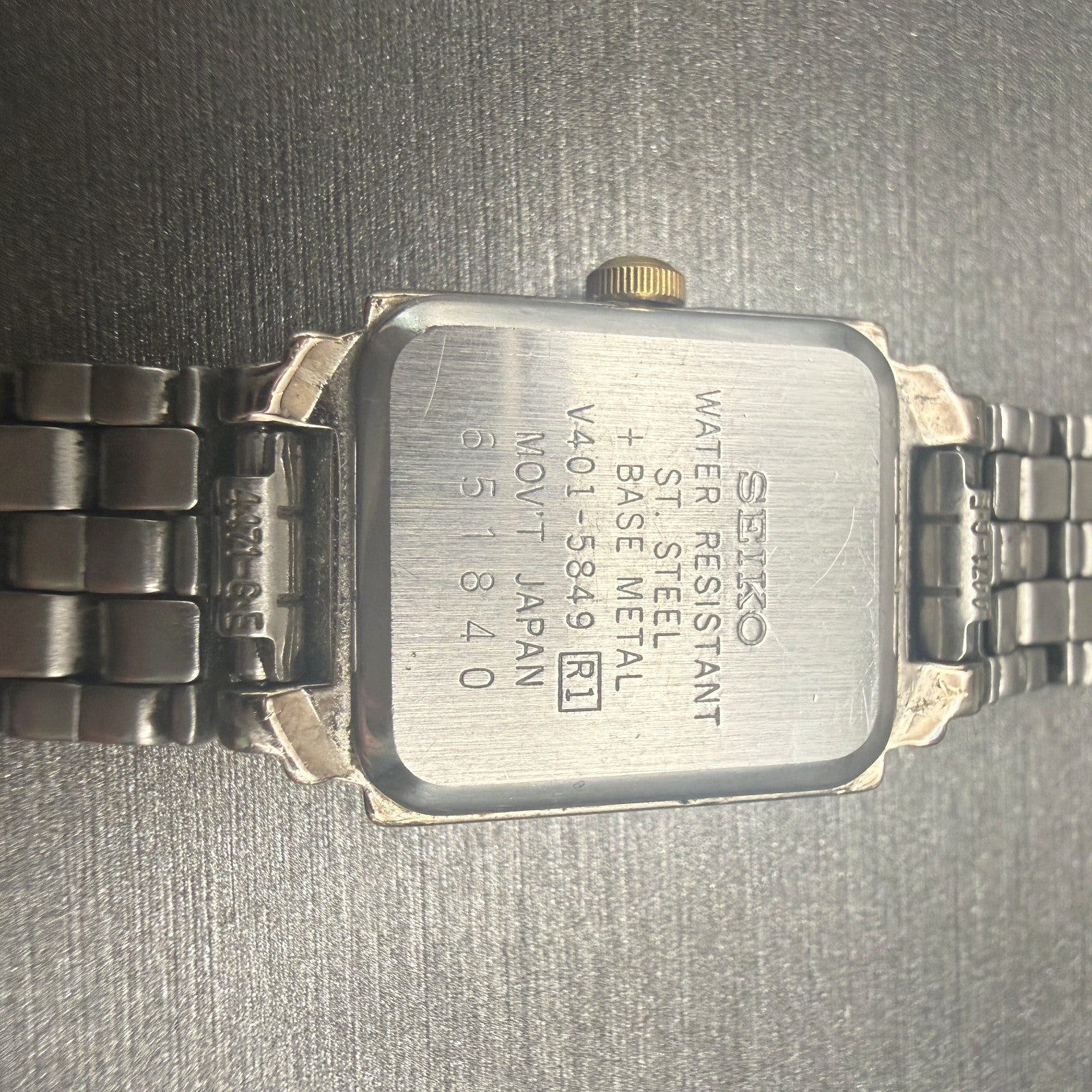 Seiko Watch Women 18mm White Dial Two Tone Rectangle V401-5849 New Battery10