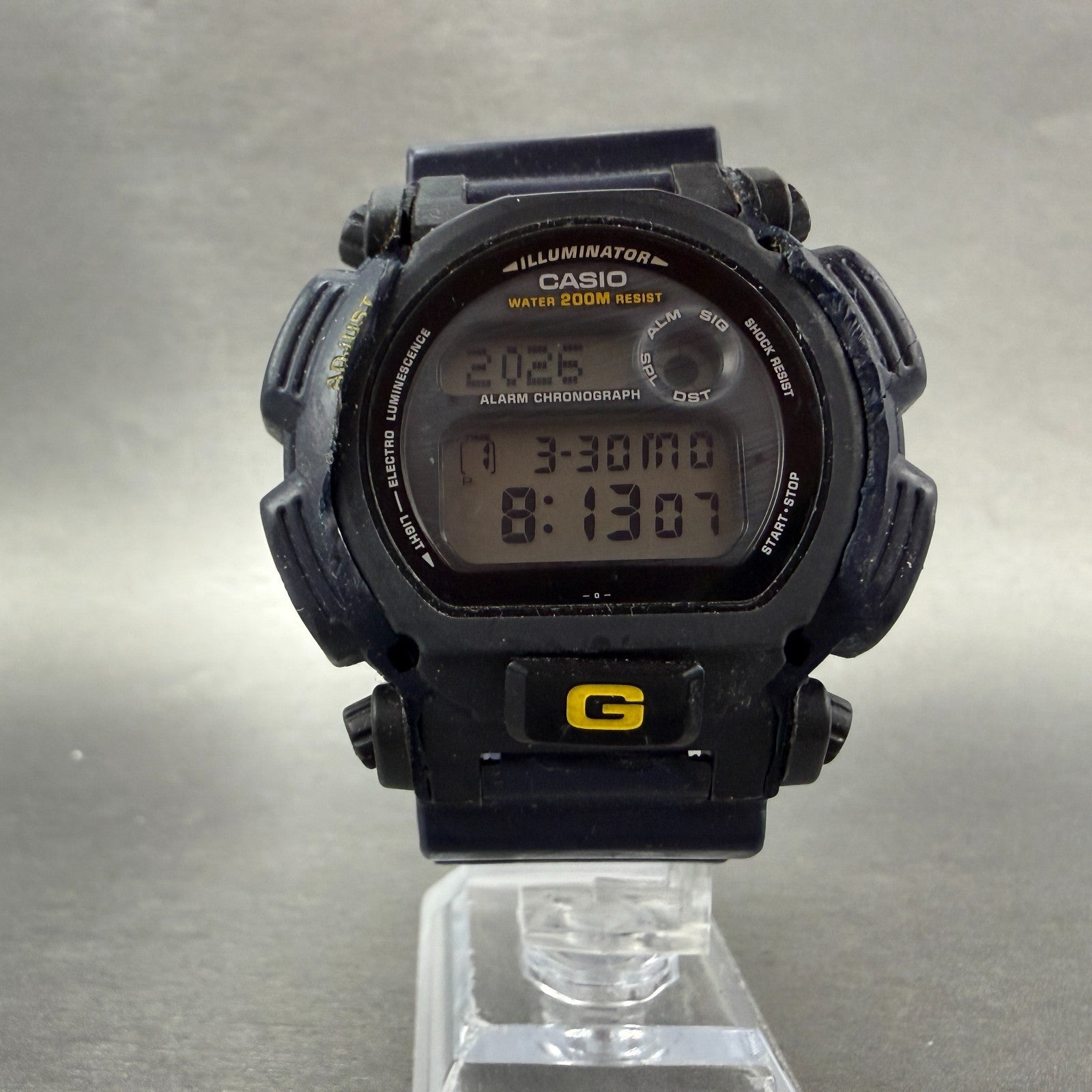 Casio G-Shock DW-9050 Watch Men 43mm Digital Blue Yellow Alarm Chrono New Batt5