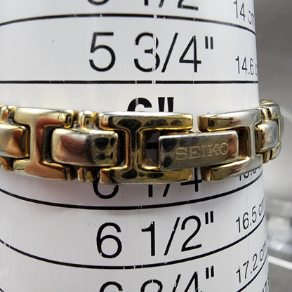 Seiko Watch Women 17mm Champagne Dial Gold Tone Oval 1N010CS0 New Battery10