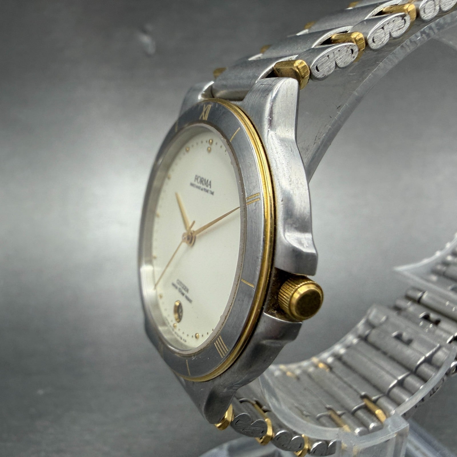 Citizen Forma Watch Men 34mm Cream Dial Two Tone Date Round 4710-470702 New batt2