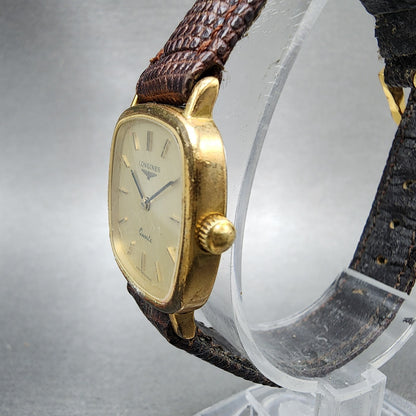 Longines Tank Watch Women 23mm Champagne Dial Gold Tone Rectangle New battery2