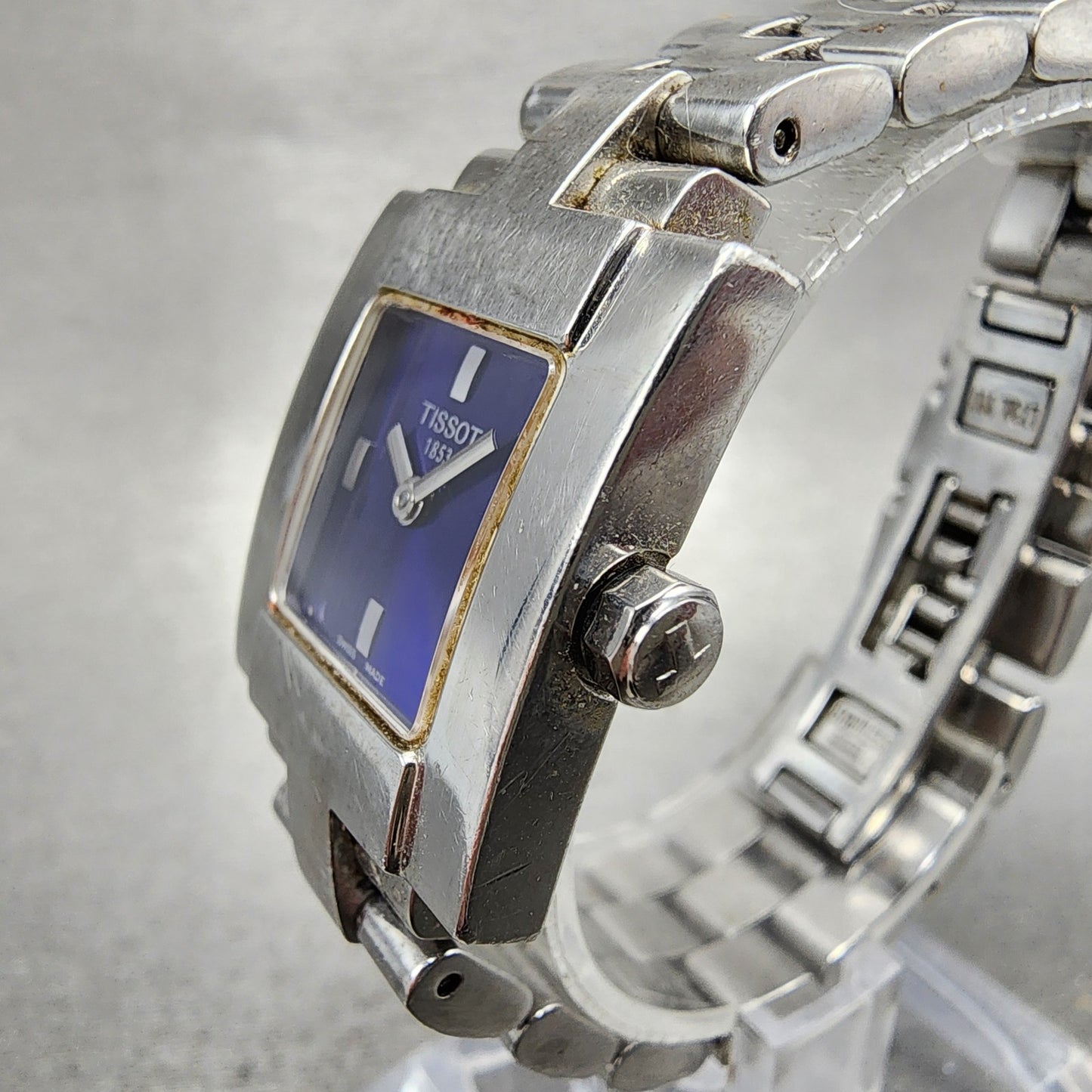 Tissot Tank Watch Women 22mm Blue Dial Steel Rectangle L370K New Battery2