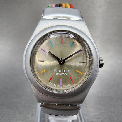 Swatch Irony Filamento Watch Women 25mm Silver Dial Silver Tone Round New Batt0