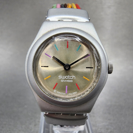 Swatch Irony Filamento Watch Women 25mm Silver Dial Silver Tone Round New Batt0