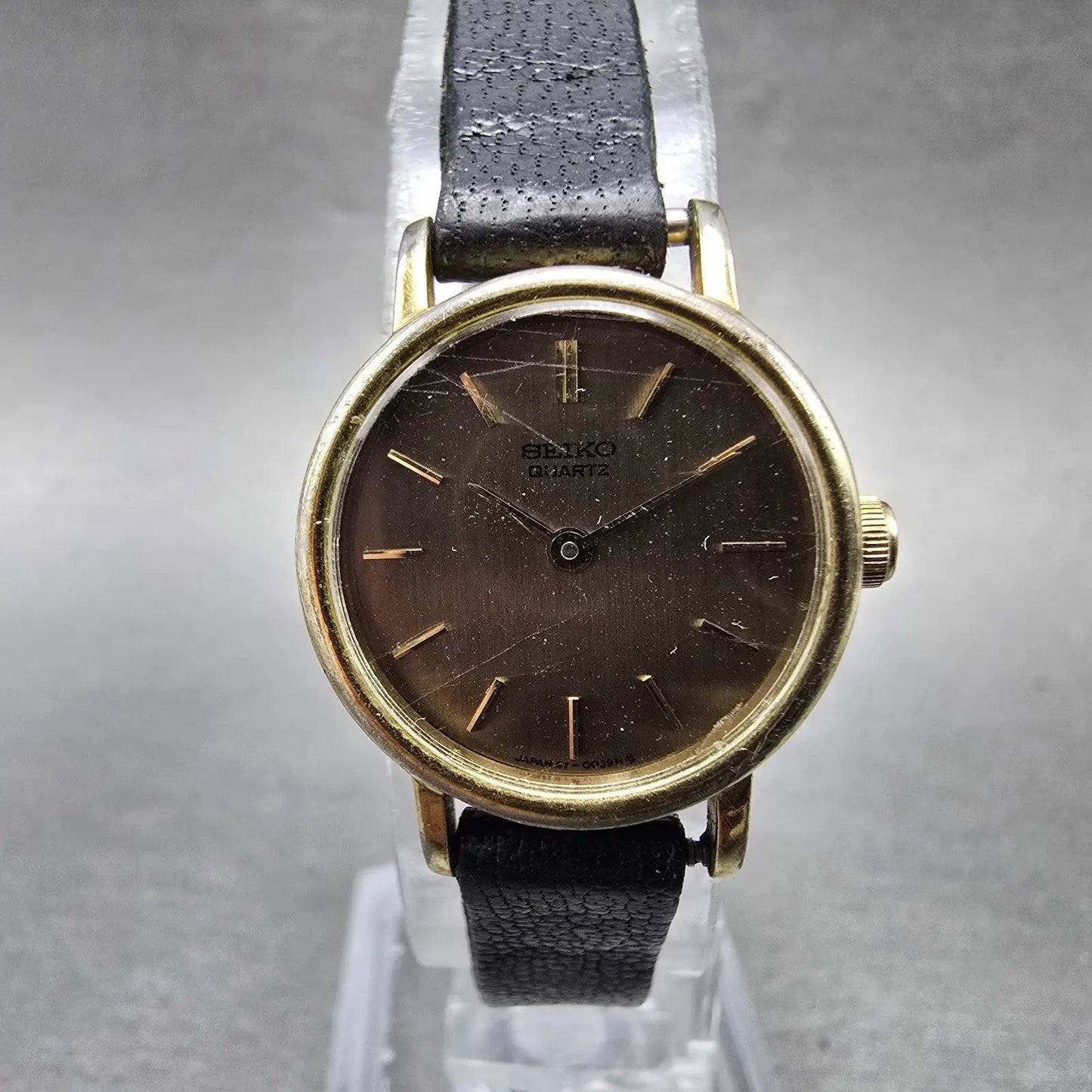 Seiko Watch Women 21mm Brown Dial Gold Tone Round 4700-0019 New Battery Vintage0