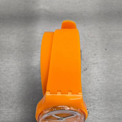 Swatch Abricot Watch Women 25mm Orange Dial Orange Tone Round LO104 New Battery4