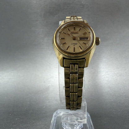 Seiko Automatic Watch Women 24mm Champagne Dial Gold Tone Daydate 2206-0111 Runs5