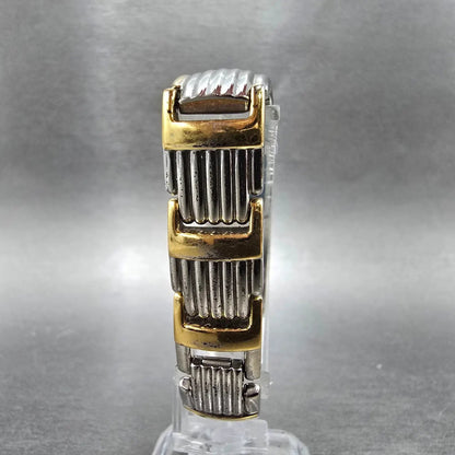 Seiko  Watch Women 15mm White Dial Two Tone Rectangle Bangle 1f20-6f60 New Batt8
