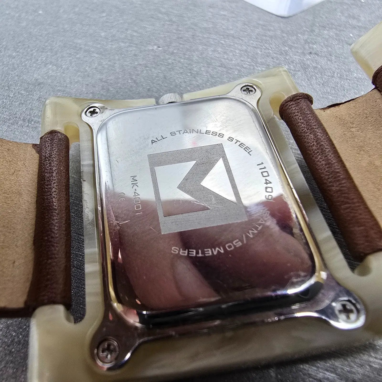 Michael Kors Watch Women 36mm Brown Dial Tan Tone Rectangle MK-4001 New Battery10
