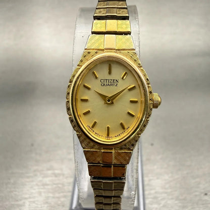 Citizen Watch Women 17mm Champagne Dial Gold Tone Oval 5920-S52446 New Battery0