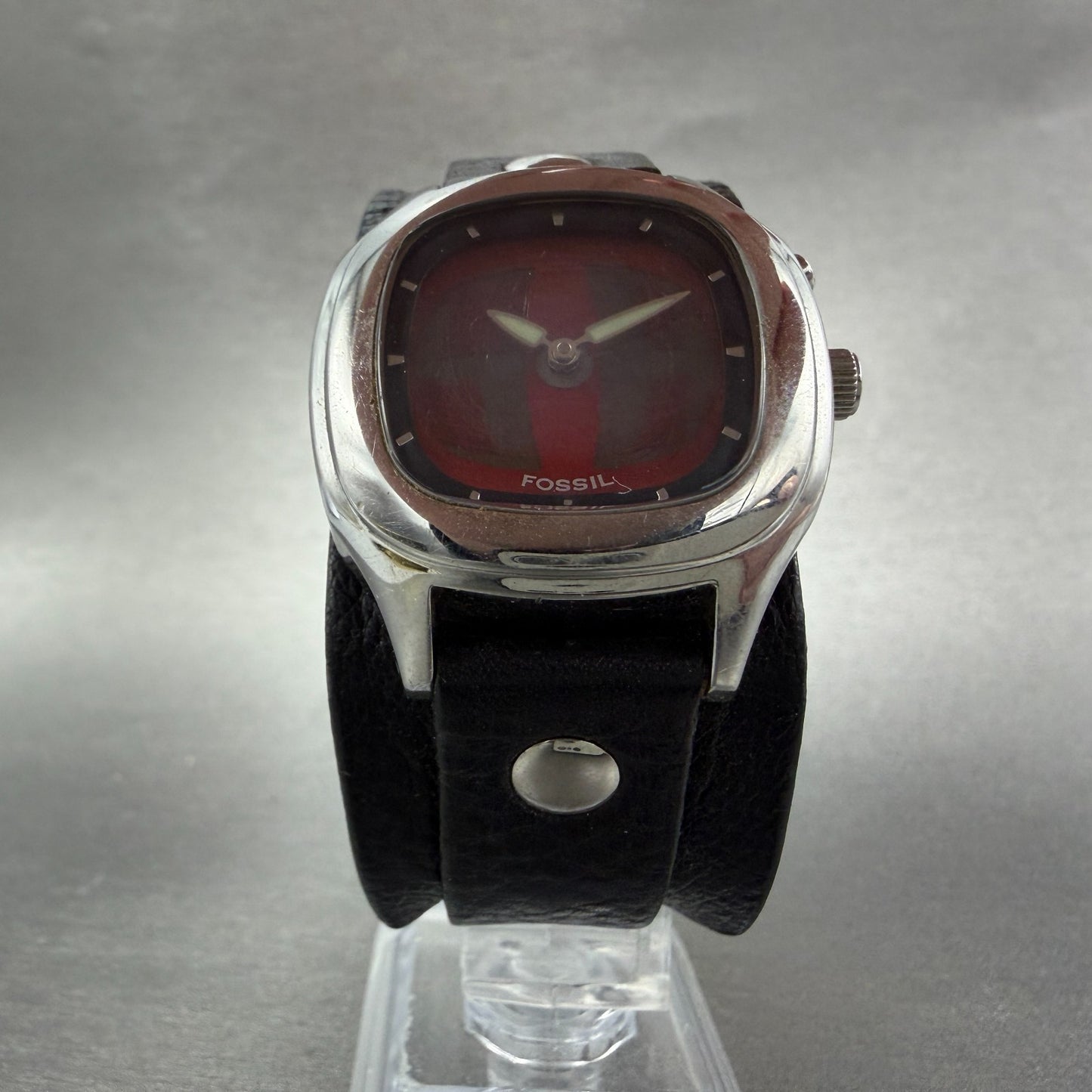 Fossil Big Tic Watch 32mm Analog Digital Silver Tone Rectangle JR-8176 New batt5