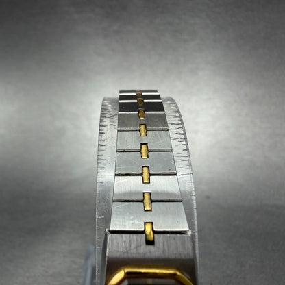 Seiko Tank Watch Women 14mm Silver Dial Two Tone 1320-6029 Rectangle New Batt HJ4