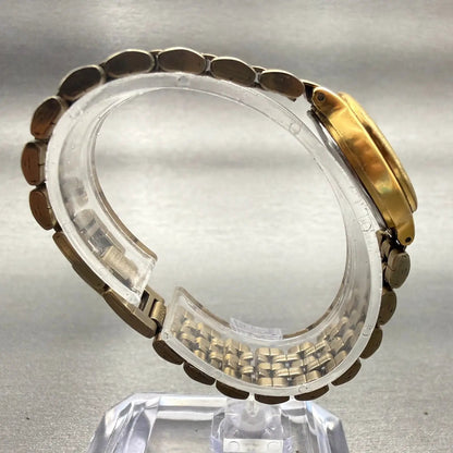 Seiko Watch Women 23mm White Dial Gold Tone Date Round 7N82-0228 New Battery VTG8