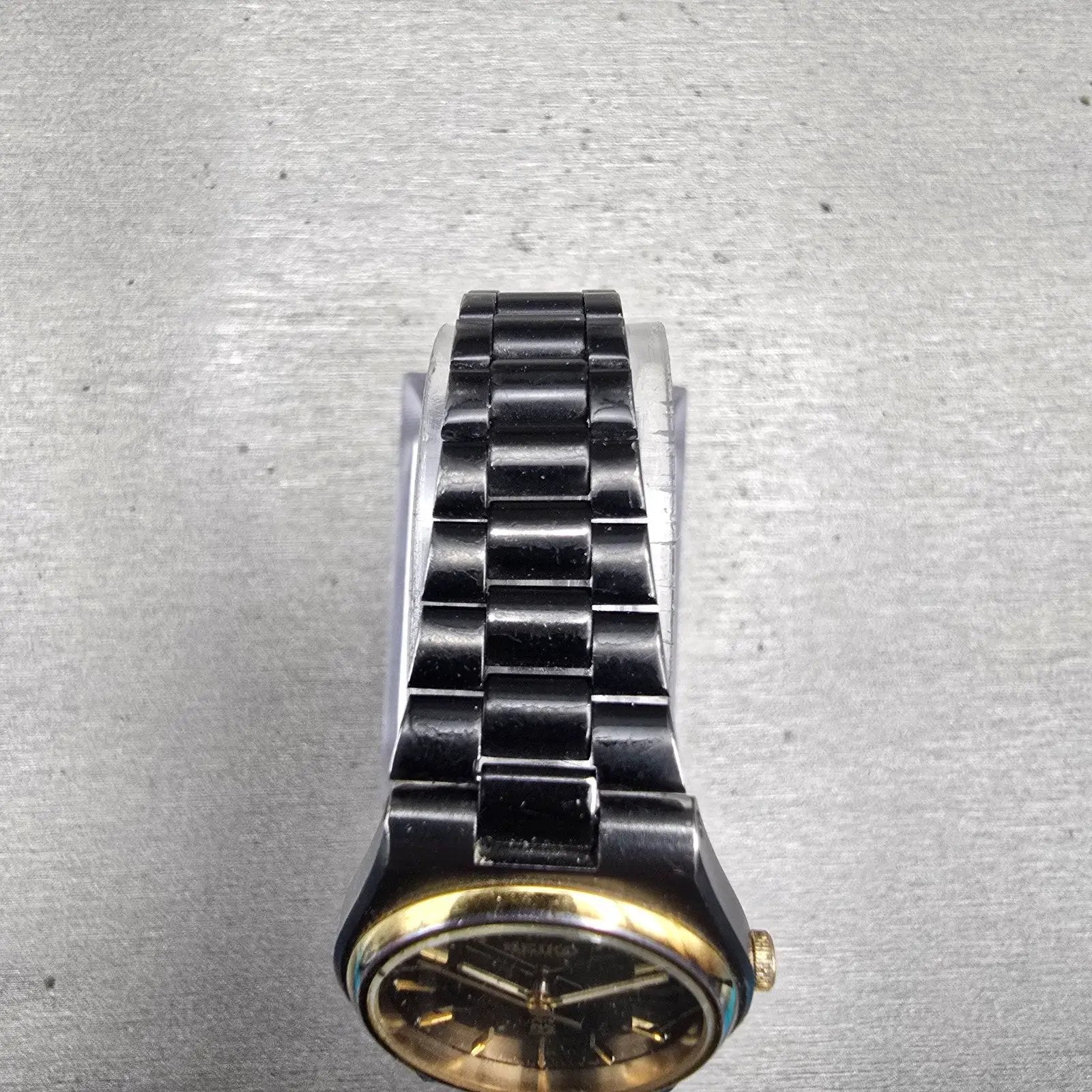 Seiko SQ Watch Women 24mm Black Dial Black & Gold Tone Daydate 2A23-0159 New Bat4